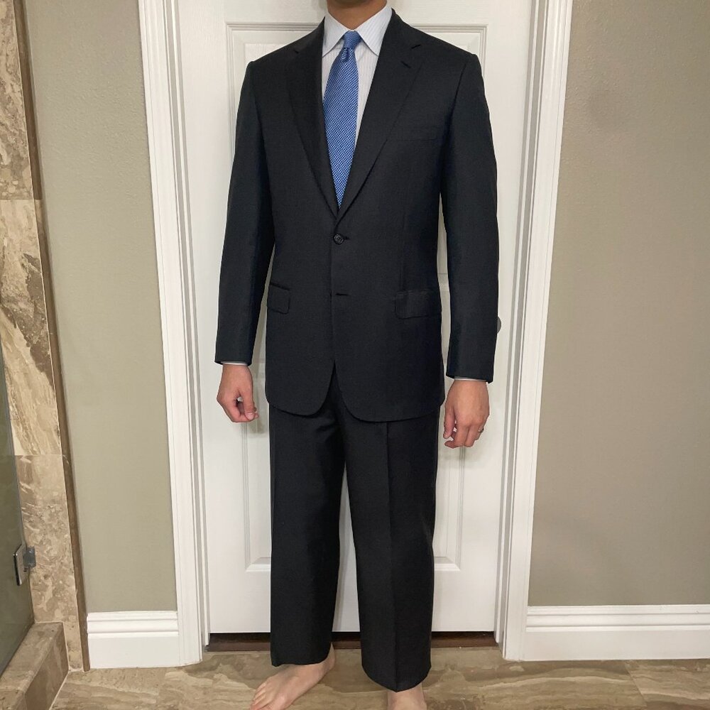 BRIONI PARLAMENTO/SIGMA Charcoal Two-Piece 100% Wool Two-Button Twill Suit